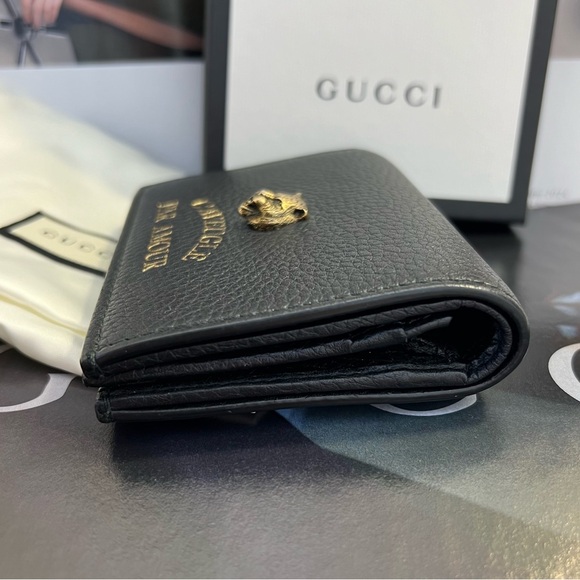 Gucci Animalier Compact Bifold Wallet in Grained Calfskin Leather Authentic - Picture 3 of 9